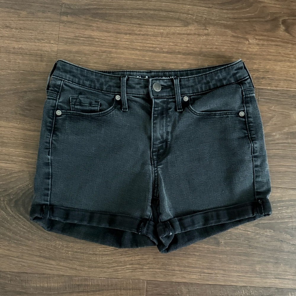 Mossimo Black/Dark Wash Cuffed High Rise Denim Shorts